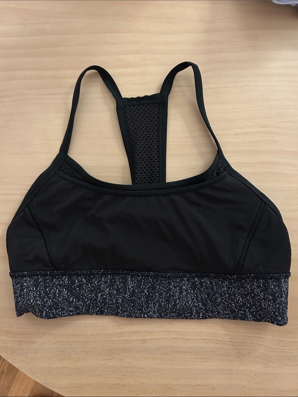lululemon athletica Black Racerback Sports Bra with Heathered Band